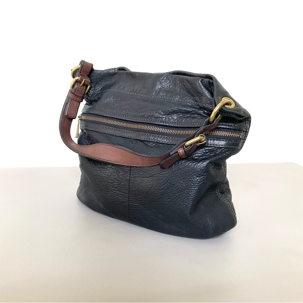 Fossil Black Leather Bag with Gold Logo - Picture 1 of 10